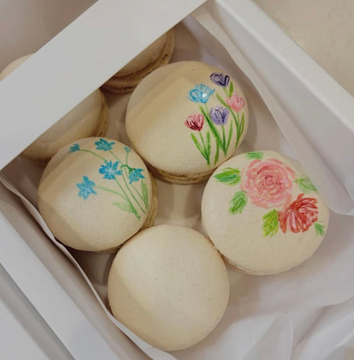 Hand Painted Floral Design Macarons